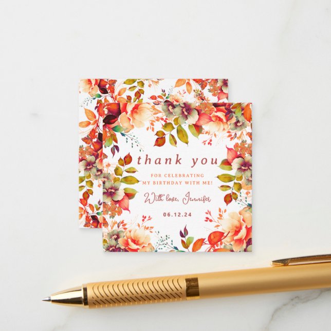 Carte D'accompagnement Automne Aquarelle d'automne Floral Anniversaire Me (Devant/Arrière en situation)