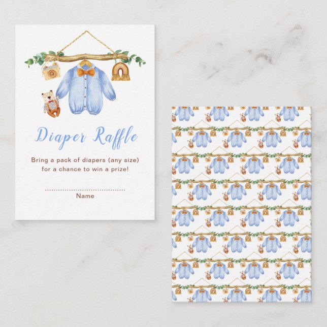 Carte D'accompagnement Automne Automne Vêtements Ligne Baby shower garçon (Devant / Derrière)