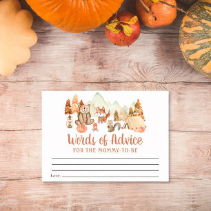 Carte D'accompagnement Automne Bois Animaux Mots Conseils Baby shower