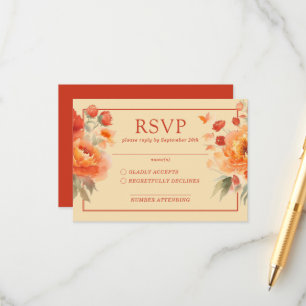 Carte D'accompagnement Automne Burnt Orange Floral Wedding RSVP