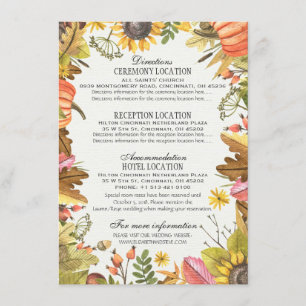 Carte D'accompagnement Automne Feuilles Mariage Citrouille Détails Inform