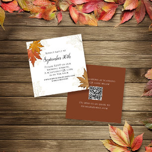 Carte D'accompagnement Automne Feuilles Mariage RSVP QR Code