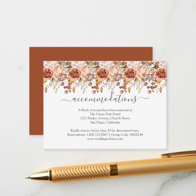 Carte D'accompagnement Automne Feuilles Russe Pays Boho Mariage (Devant/Arrière en situation)
