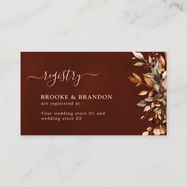 Carte D'accompagnement Automne Feuilles Russe Pays Boho Mariage Enc (Devant)