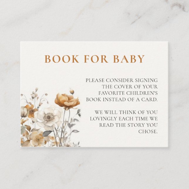 Carte D'accompagnement Automne Fleur sauvage Automne Baby shower Livres p (Devant)