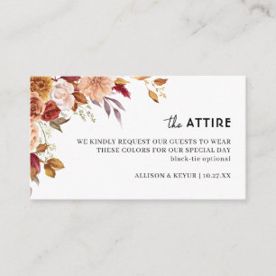 Carte D'accompagnement Automne Fleur sauvage Mariage Attente Code robe