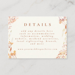 Carte D'accompagnement Automne Floral Aquarelle Boho Mariage Earthy
