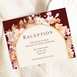 Carte D'accompagnement Automne Floral Bourgogne Crème Réception de mariag