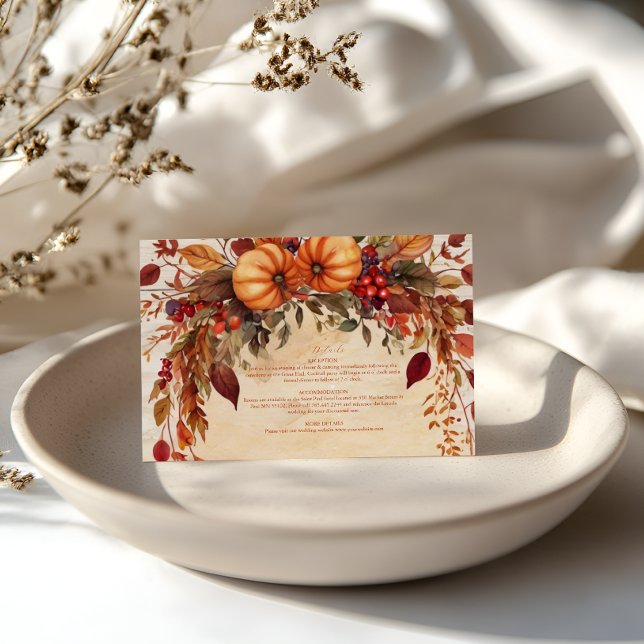 Carte D'accompagnement Automne Floral Citrouille Rustic (Créateur téléchargé)