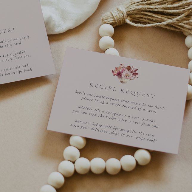 Carte D'accompagnement Automne Floral Teacup Fête des mariées Recette Dem (Créateur téléchargé)