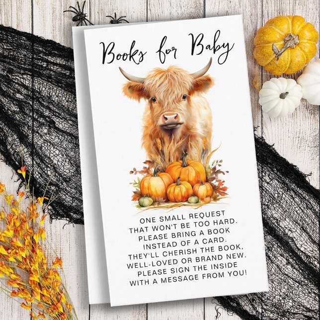 Carte D'accompagnement Automne Highland Cow Citrouilles Livres Pour Baby  (Créateur téléchargé)