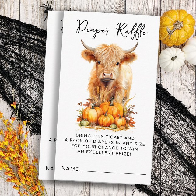 Carte D'accompagnement Automne Highland Cow Cute Baby shower Déchets Raff (Créateur téléchargé)