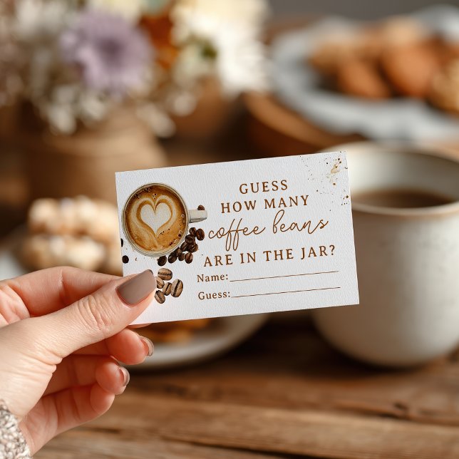 Carte D'accompagnement Automne moderne Combien de grains de café Baby sho (Modern Fall How many coffee beans cozy Baby Shower Enclosure Card)