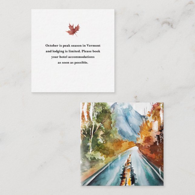 Carte D'accompagnement Automne Mountain Mariage Hôtel Hébergement (Devant / Derrière)