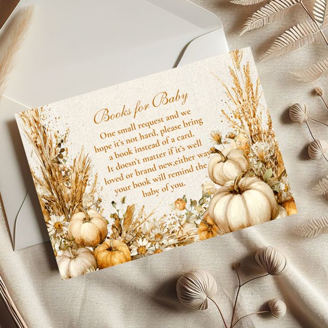 Carte D'accompagnement Automne Rustic Citrouille Livres pour bébé (Créateur téléchargé)