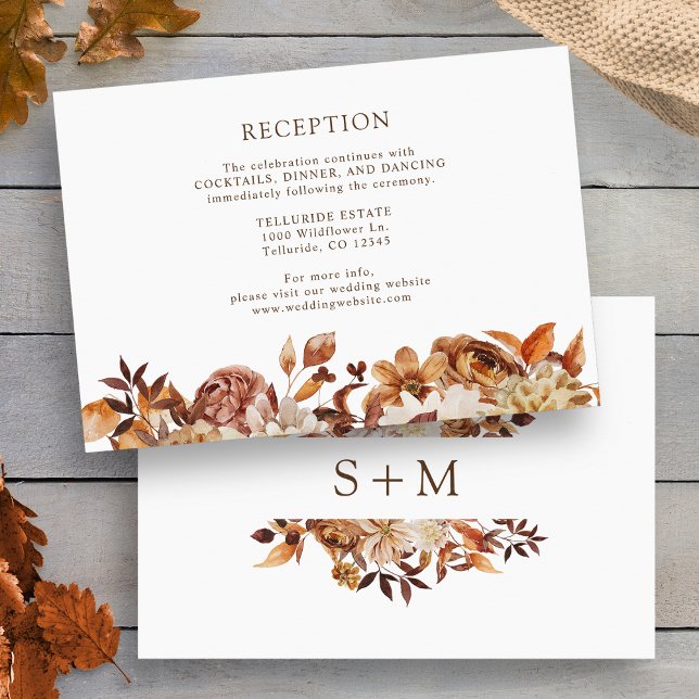 Carte D'accompagnement Automne Terracotta Botanique Mariage Réception (Fall Terracotta Botanical Wedding Reception Enclosure Card by Painted Paperie
)