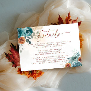 Carte D'accompagnement Automne Turquoise Burange Boho Détails du Mariage