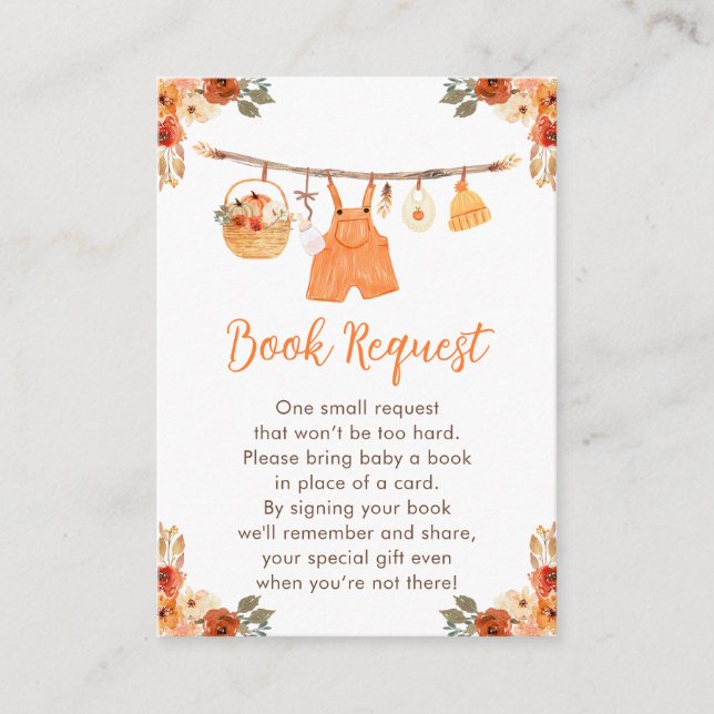 Carte D'accompagnement Automne Vêtements Ligne Garçon Baby shower Demande (Devant)