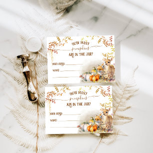 Carte D'accompagnement Automne Woodland Citrouille Baby shower jeu