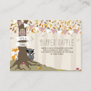Carte D'accompagnement Automne Woodland Créatures Baby Girl Diaper Raffle