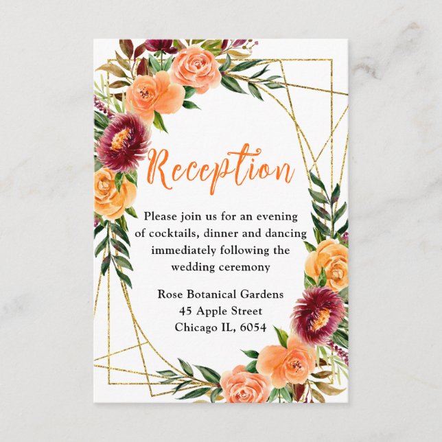 Carte D'accompagnement Autumn Burgundy and Orange Flowers (Devant)