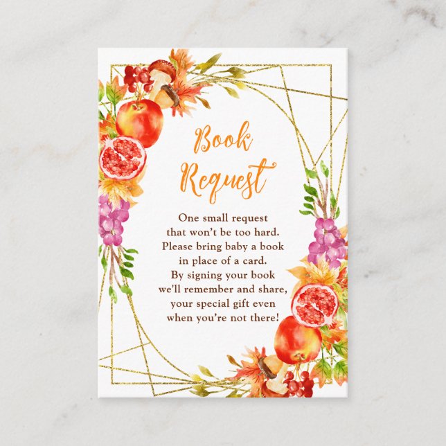 Carte D'accompagnement Autumn Fall Harvest Baby Shower Book Request (Devant)