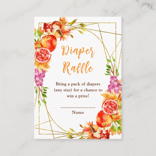 Carte D'accompagnement Autumn Fall Harvest Baby Shower Diaper Raffle (Devant)