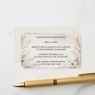 Carte D'accompagnement Autumn Pampas Grass Wedding Enclosure Card