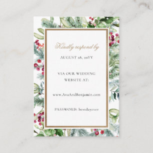 Carte D'accompagnement Ava Gold Christmas & Greenery Site Mariage RSVP