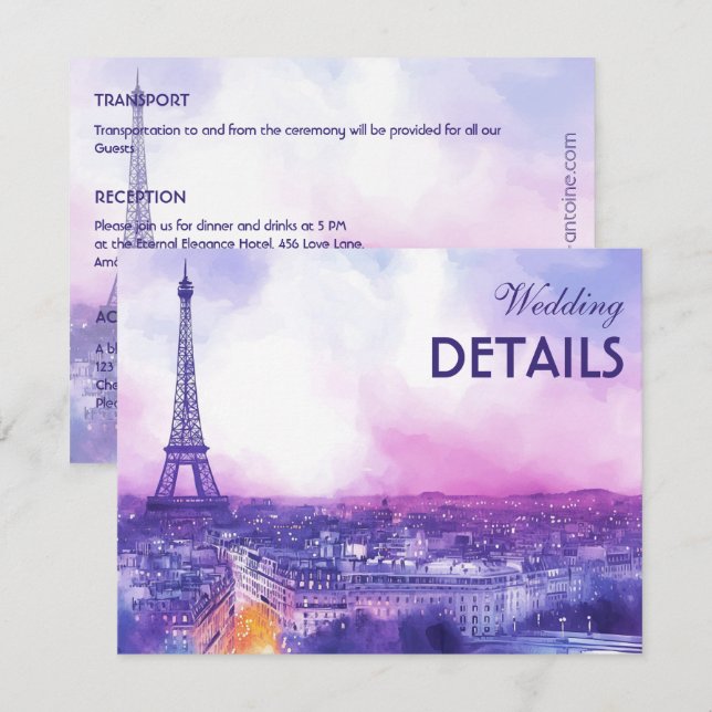 Carte D'accompagnement Avec DÉTAILS Amour Éternel à la Parisienne (Devant / Derrière)
