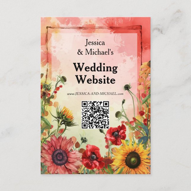 Carte D'accompagnement 🌻 avec le site Web mariage de code QR (Devant)