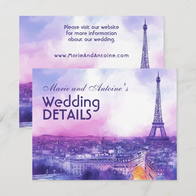 Carte D'accompagnement Avec les détails du mariage en code QR (Devant / Derrière)