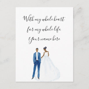 Carte D'accompagnement Avec tout mon coeur Illustré Couple Noir