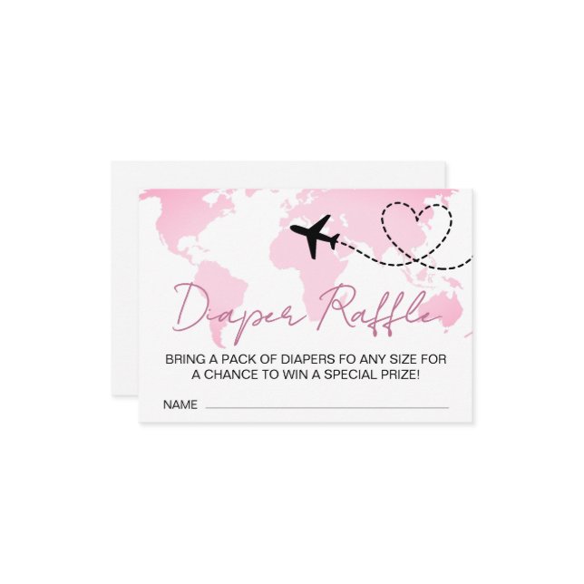 Carte D'accompagnement Aventure Attend Baby shower Déchets Raffle (Devant/Arrière en situation)