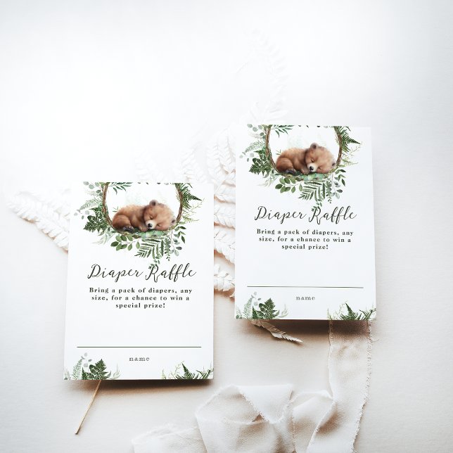 Carte D'accompagnement Aventure Bois Champignons Ours Bébé Garçon Douche (Créateur téléchargé)