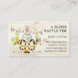 Carte D'accompagnement Aventure Pink Girl Hérisson Teepee Diaper Raffle