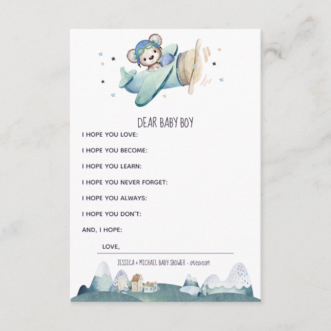 Carte D'accompagnement Avion Pilote Teddy Bear Baby Message (Devant)