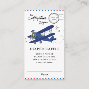 Carte D'accompagnement Avion Vintage Vol Blue Baby Diaper Raffle