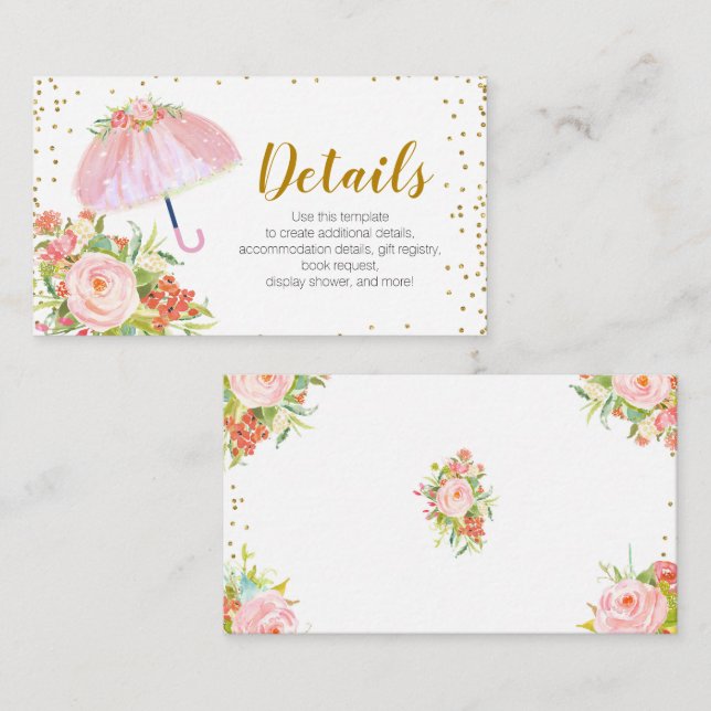 Carte D'accompagnement Avril Douches Apporter Mai Flower Détails Baby sho (Devant / Derrière)