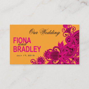 Carte D'accompagnement Aztec Paisley Site Mariage fuschia nectarine