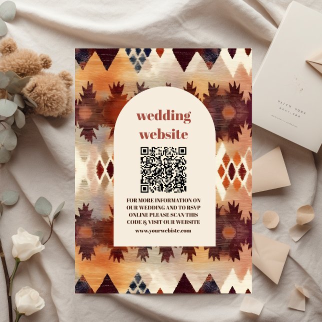 Carte D'accompagnement Aztec Tribal Brown Ethnic Western Mariage code qr (Créateur téléchargé)