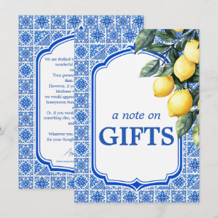 Carte D'accompagnement 💙🍋 Azul & Limone Romance Note sur les Cadeaux