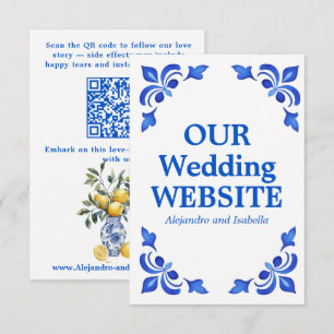 Carte D'accompagnement 💙🍋 Azul & Limone Romance  QR Site Web de Mariage