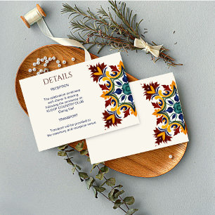 Carte D'accompagnement Azulejo bleu portugais mariage méditerranéen