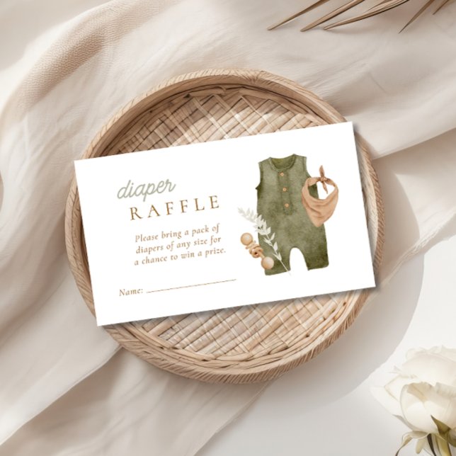 Carte D'accompagnement Baby Boy Clothesline Boho Diaper Raffle (Créateur téléchargé)