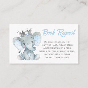 Carte D'accompagnement Baby Boy Elephant Book Request Card