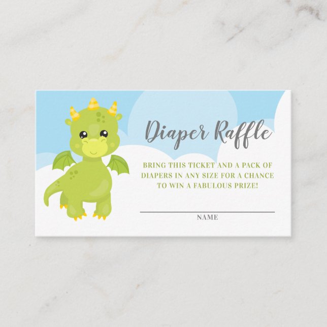 Carte D'accompagnement Baby Boy Whimsical Dragon Diaper Raffle (Devant)