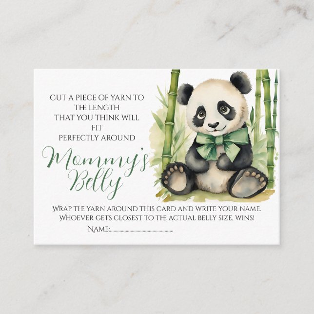 Carte D'accompagnement Baby Bump Jeu Guess Maman's Belly Taille Panda (Devant)