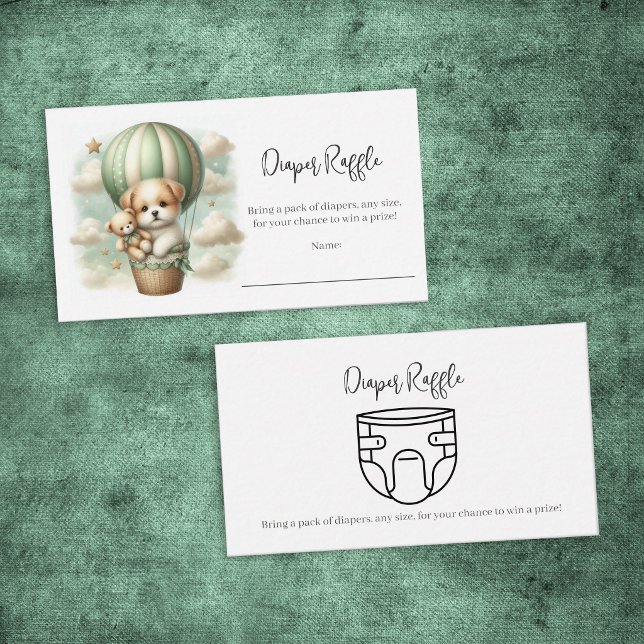 Carte D'accompagnement Baby Diaper Raffle Puppy Adventure Hot Air Balloon (Créateur téléchargé)