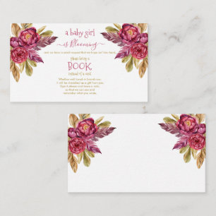 Carte D'accompagnement Baby Girl Blooming Fuchsia Peonies Demande de rése